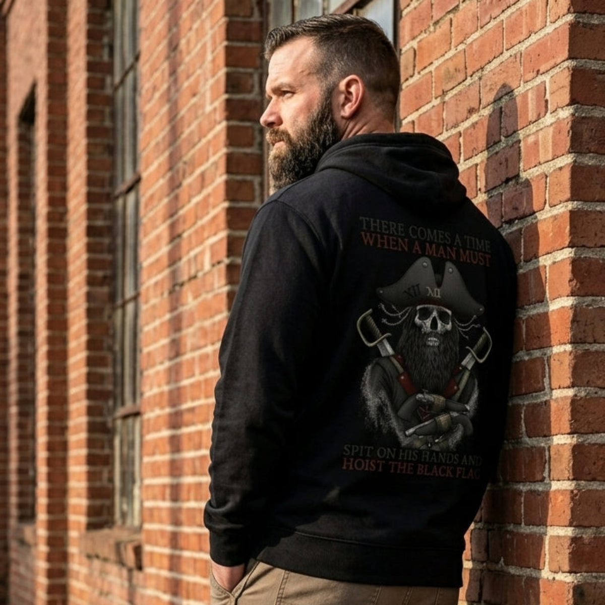 Hoist The Black Flag distressed graphic unisex hoodie - view 2 - Reborn XII