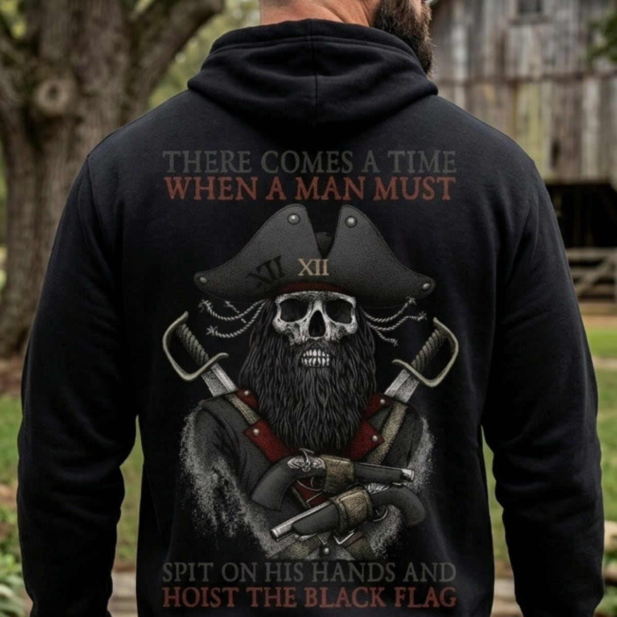 Hoist The Black Flag distressed graphic unisex hoodie - view 3 - Reborn XII