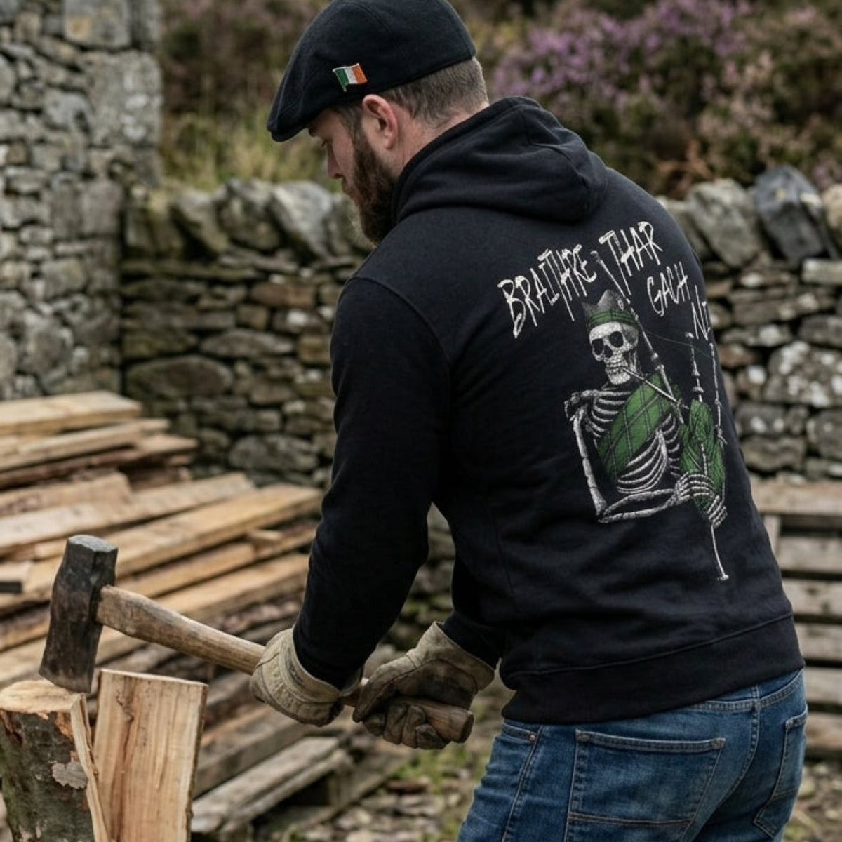 Braithre Thar Gach Ni distressed graphic unisex hoodie - view 2 - Reborn XII