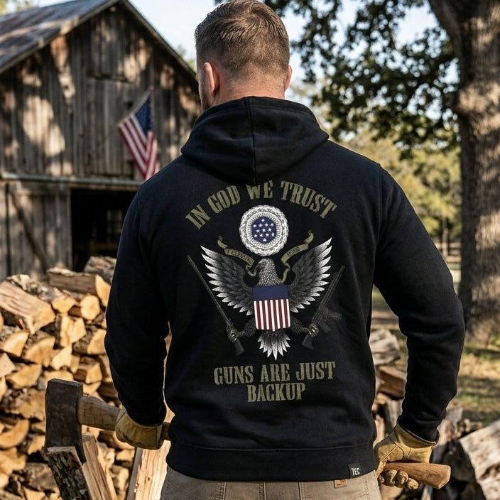 In God We Trust distressed graphic unisex hoodie - view 5 - Reborn XII
