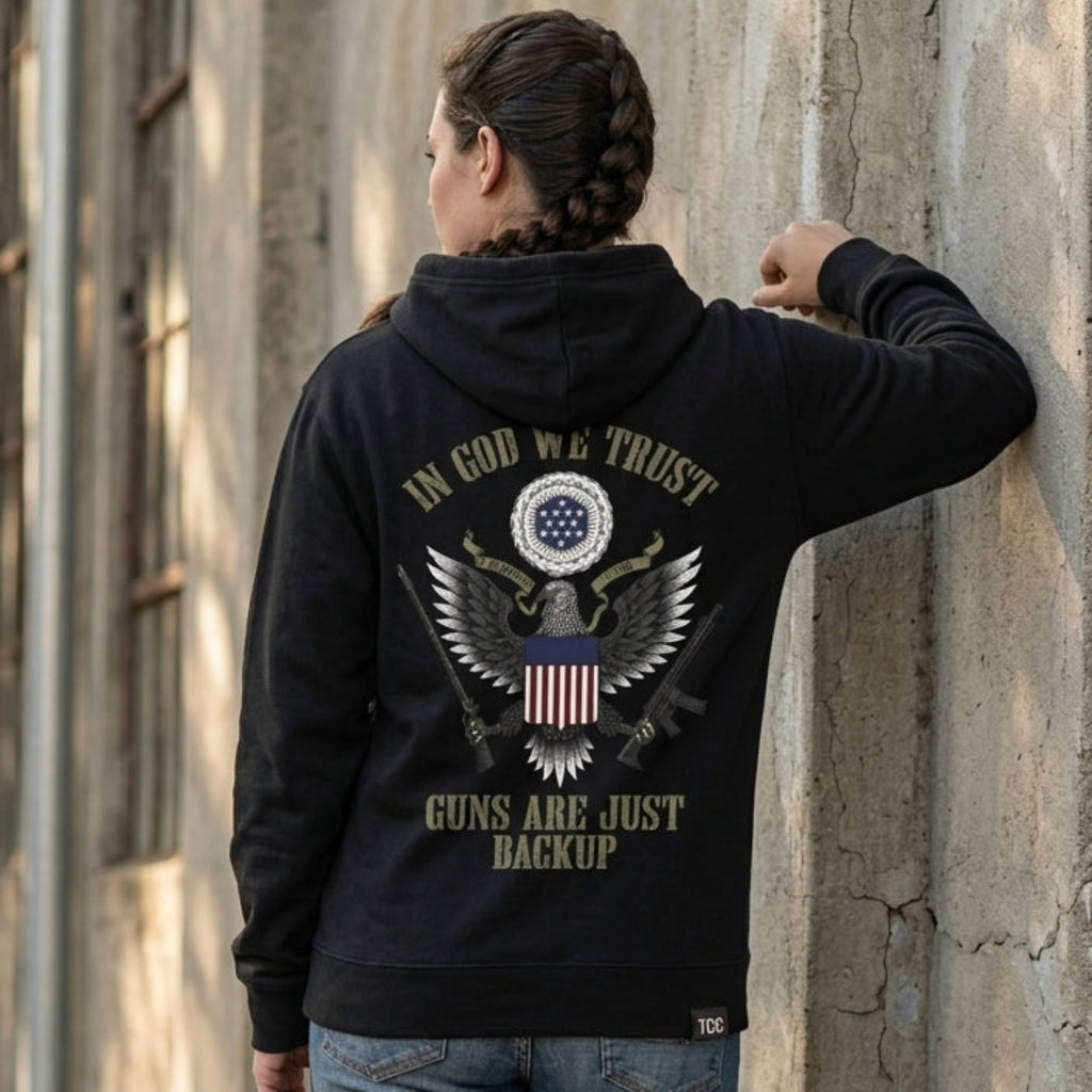 In God We Trust distressed graphic unisex hoodie - view 3 - Reborn XII