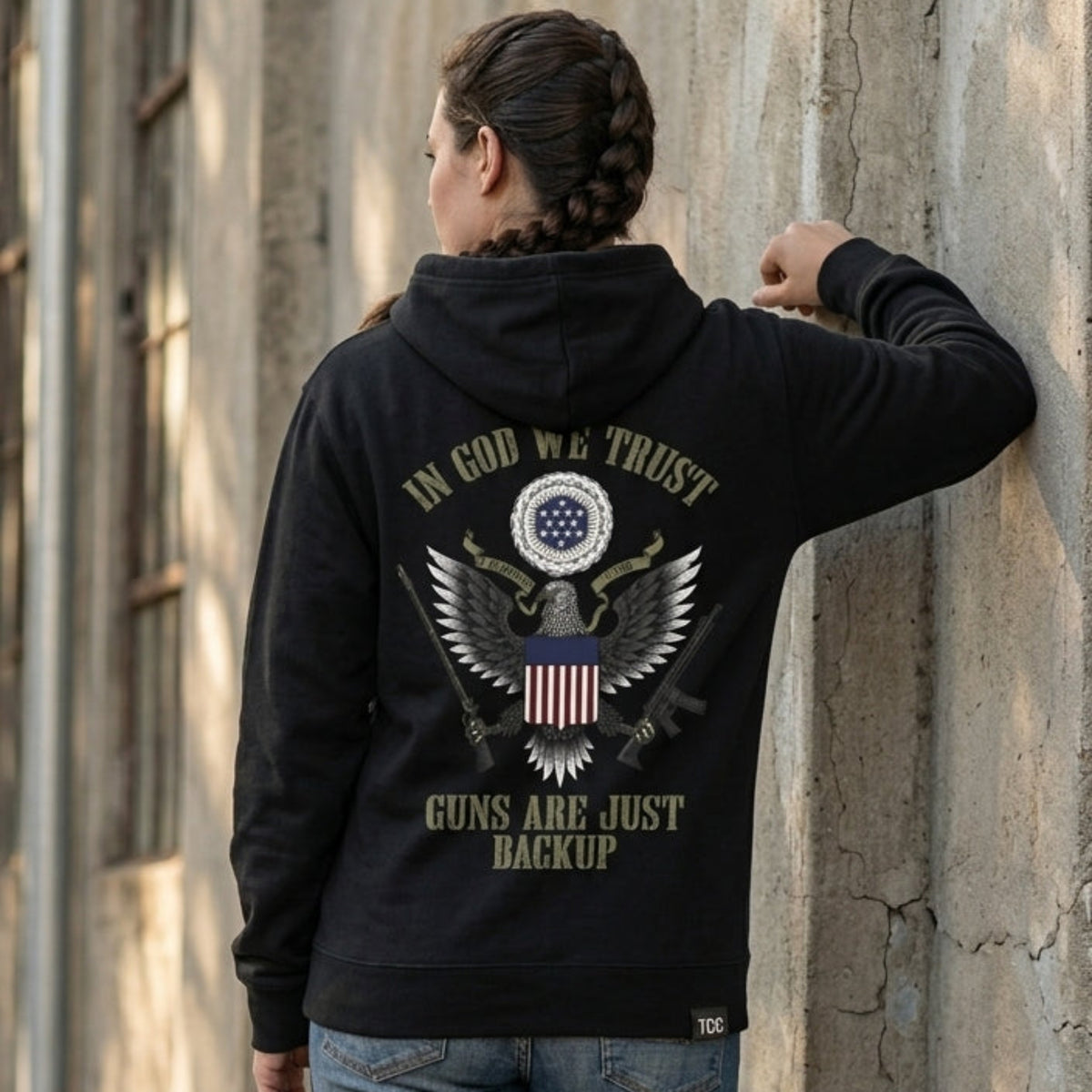 In God We Trust distressed graphic unisex hoodie - view 3 - Reborn XII