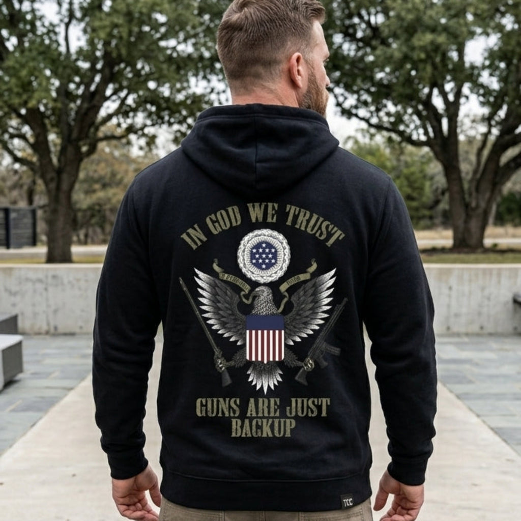 In God We Trust distressed graphic unisex hoodie - view 4 - Reborn XII