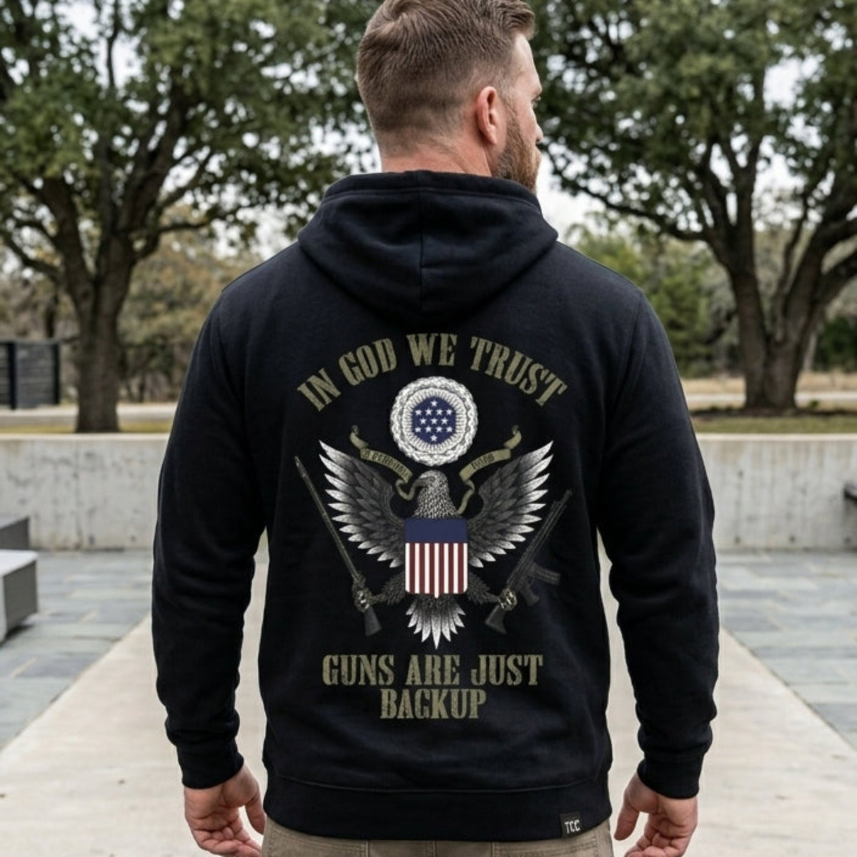 In God We Trust distressed graphic unisex hoodie - view 4 - Reborn XII