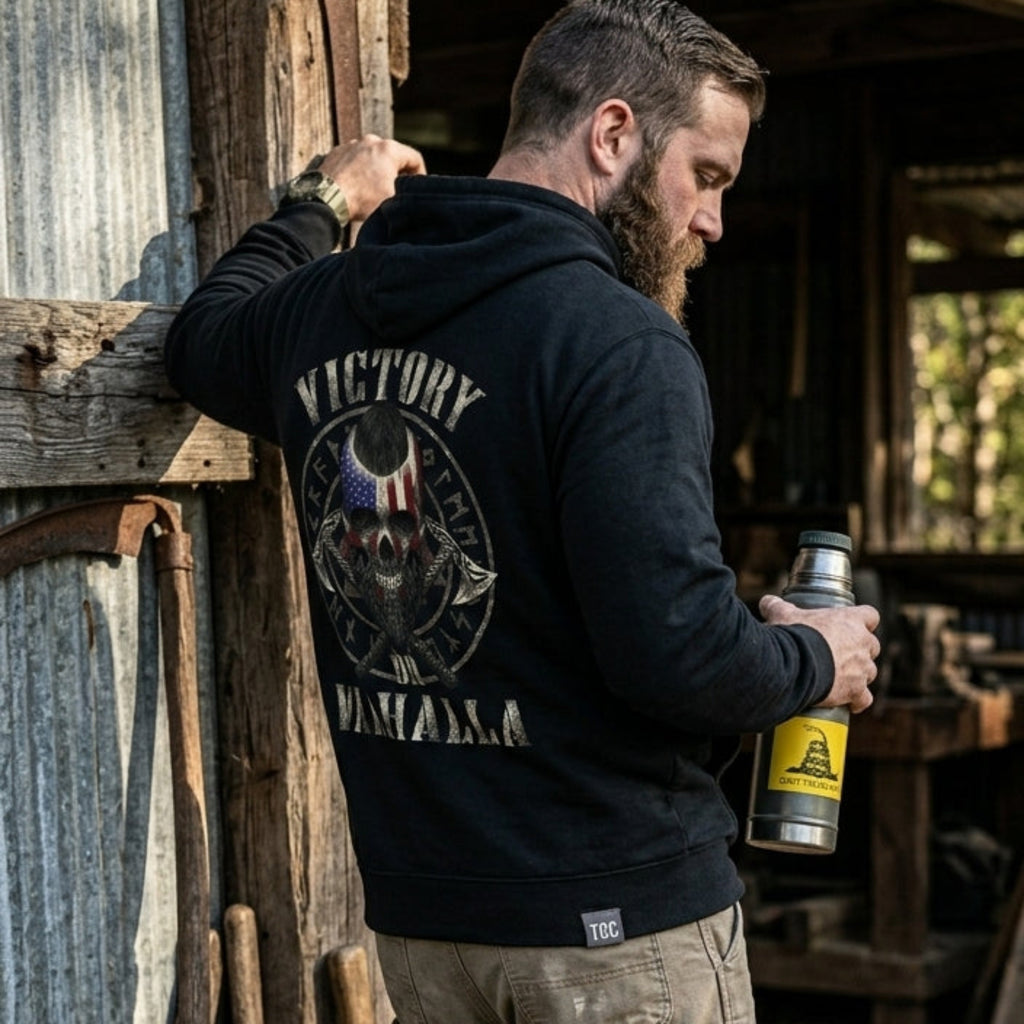 Victory Or Valhalla distressed graphic unisex hoodie - view 5 - Reborn XII