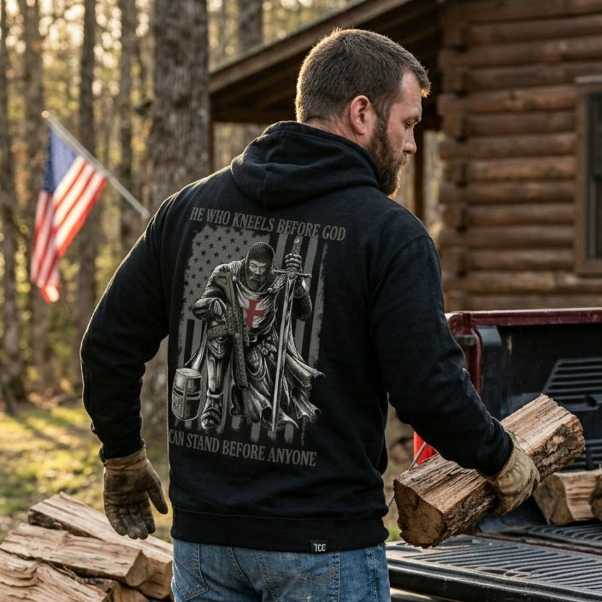 He Who Kneels Before God distressed graphic unisex hoodie - view 2 - Reborn XII
