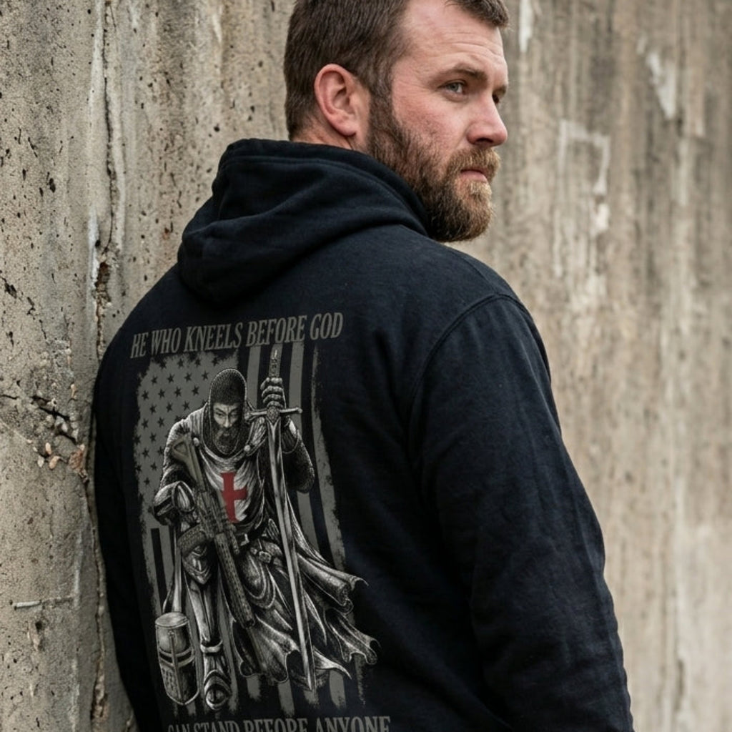 He Who Kneels Before God distressed graphic unisex hoodie - view 5 - Reborn XII