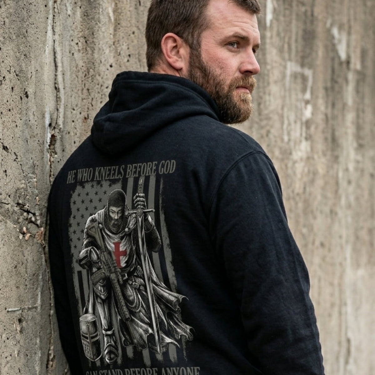 He Who Kneels Before God distressed graphic unisex hoodie - view 5 - Reborn XII