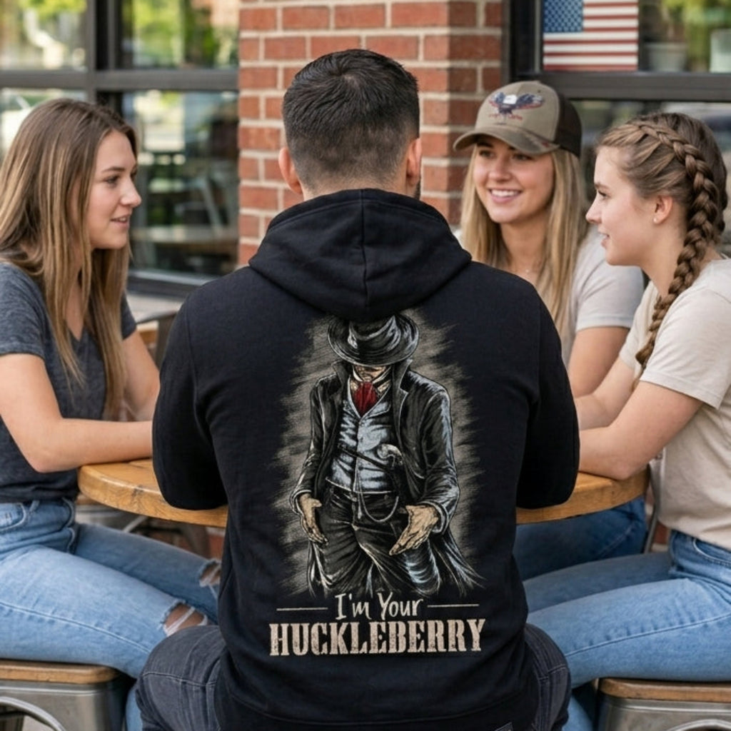 I'm Your Huckleberry distressed graphic unisex hoodie - view 3 - Reborn XII