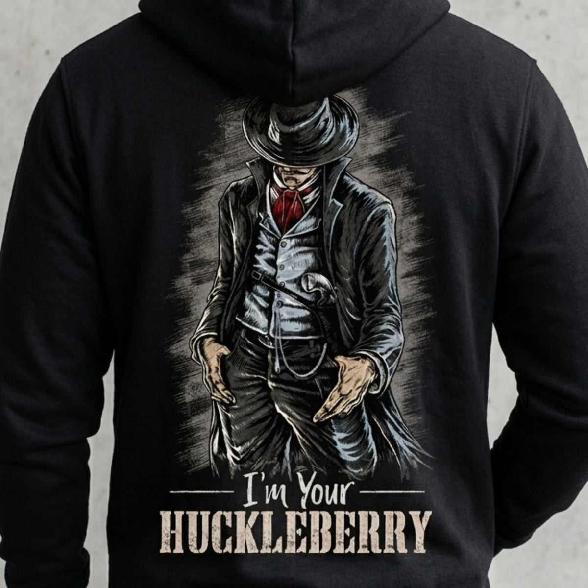 I'm Your Huckleberry distressed graphic unisex hoodie - view 2 - Reborn XII