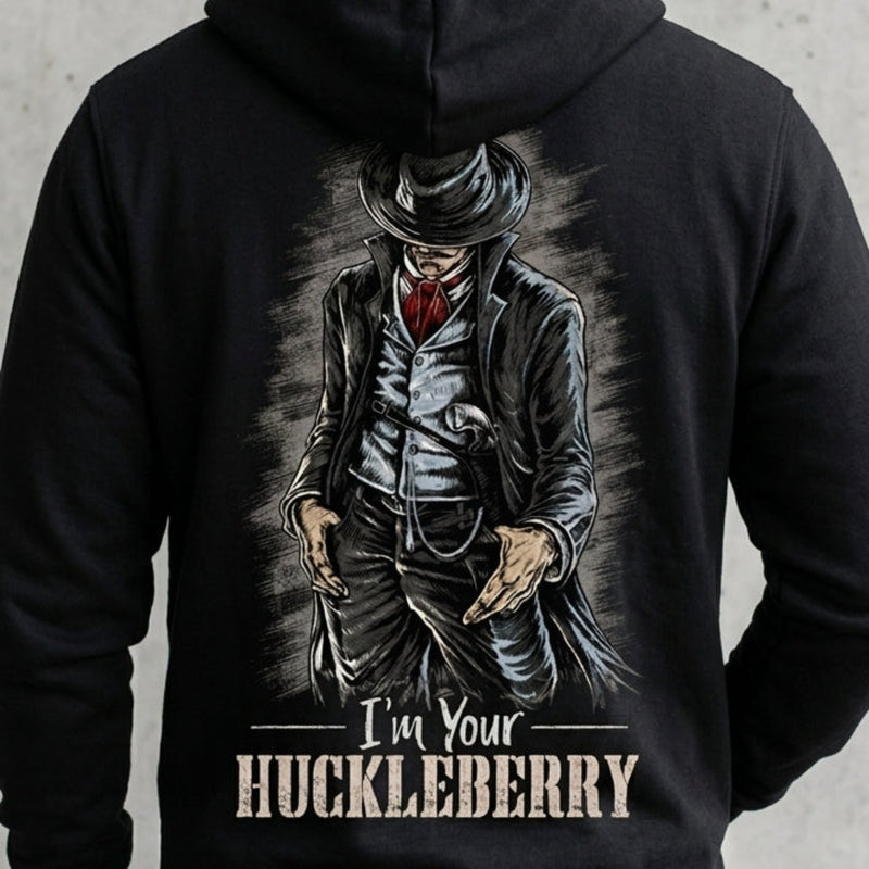 I'm Your Huckleberry distressed graphic unisex hoodie - view 2 - Reborn XII