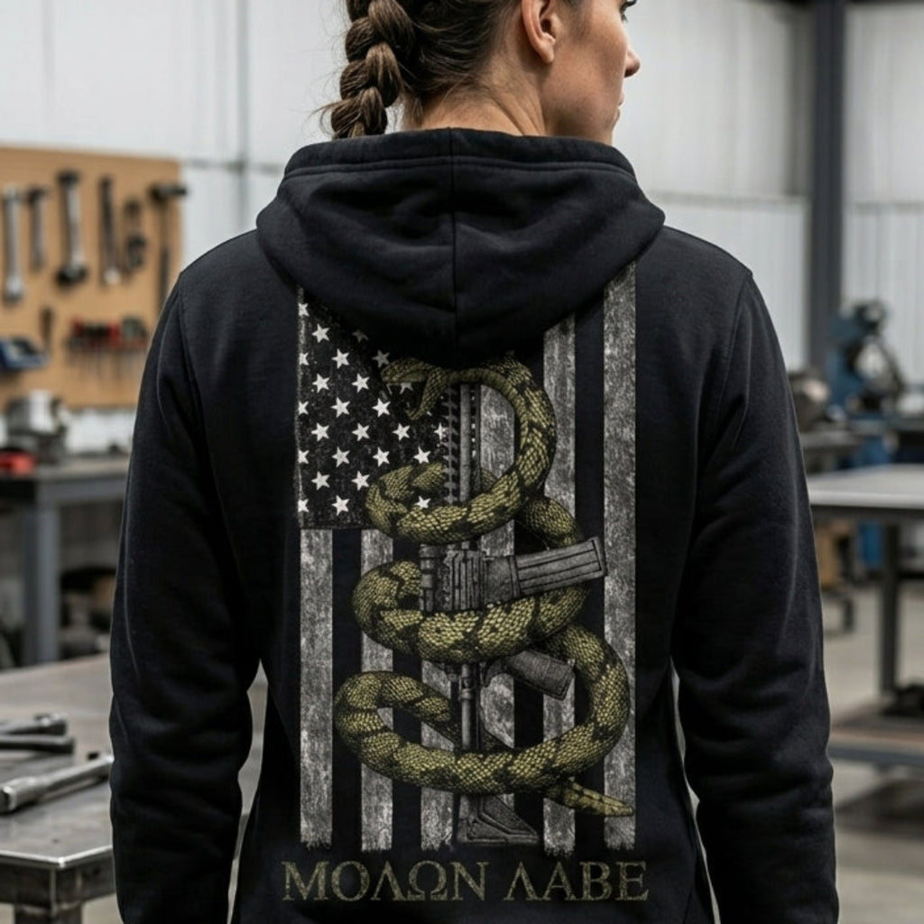 Gadsden Snake distressed graphic unisex hoodie - view 2 - Reborn XII