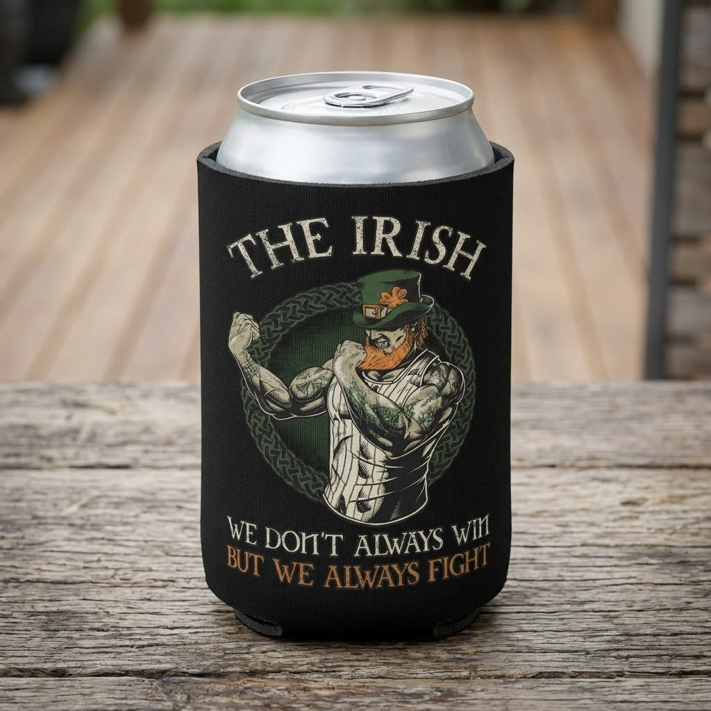 Fighting Irish - Can Cooler 6-Pack — foam can cooler with Celtic and warrior graphic — Reborn XII
