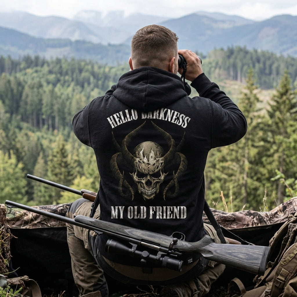 Hello Darkness distressed graphic unisex hoodie - view 2 - Reborn XII