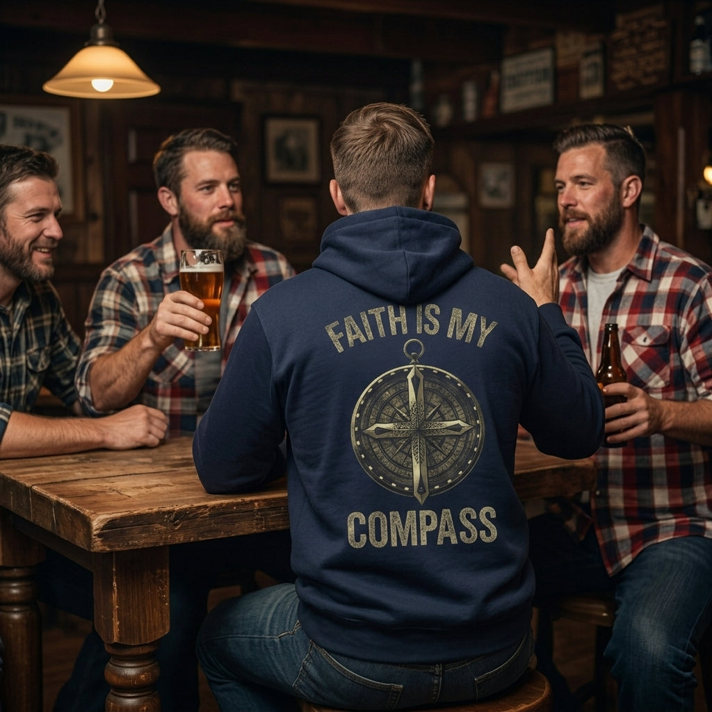 Faith Is My Compass distressed graphic unisex hoodie - view 4 - Reborn XII