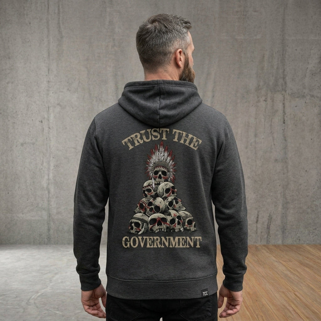 Trust The Government distressed graphic unisex hoodie - view 6 - Reborn XII