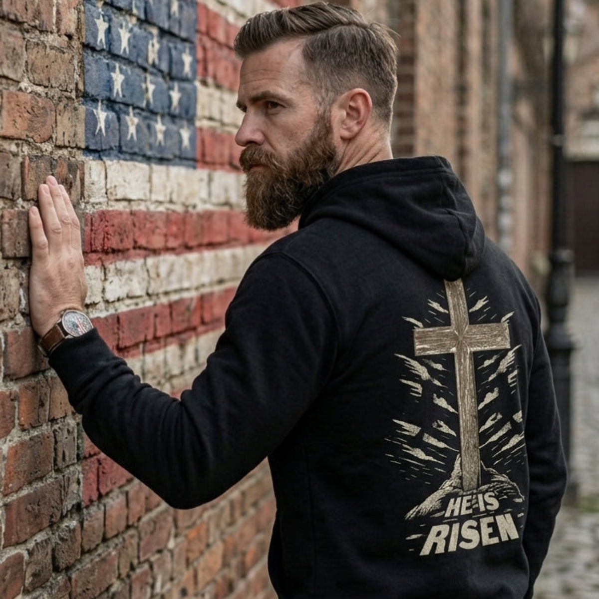 He Is Risen distressed graphic unisex hoodie - view 4 - Reborn XII