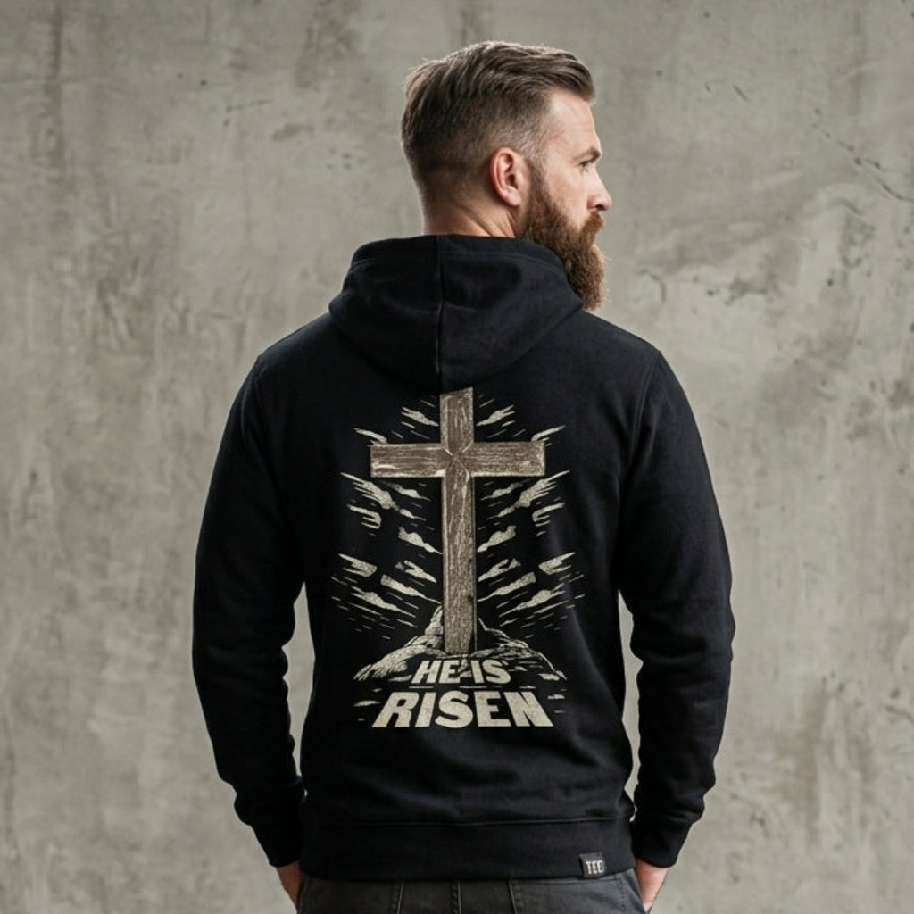He Is Risen distressed graphic unisex hoodie - view 5 - Reborn XII