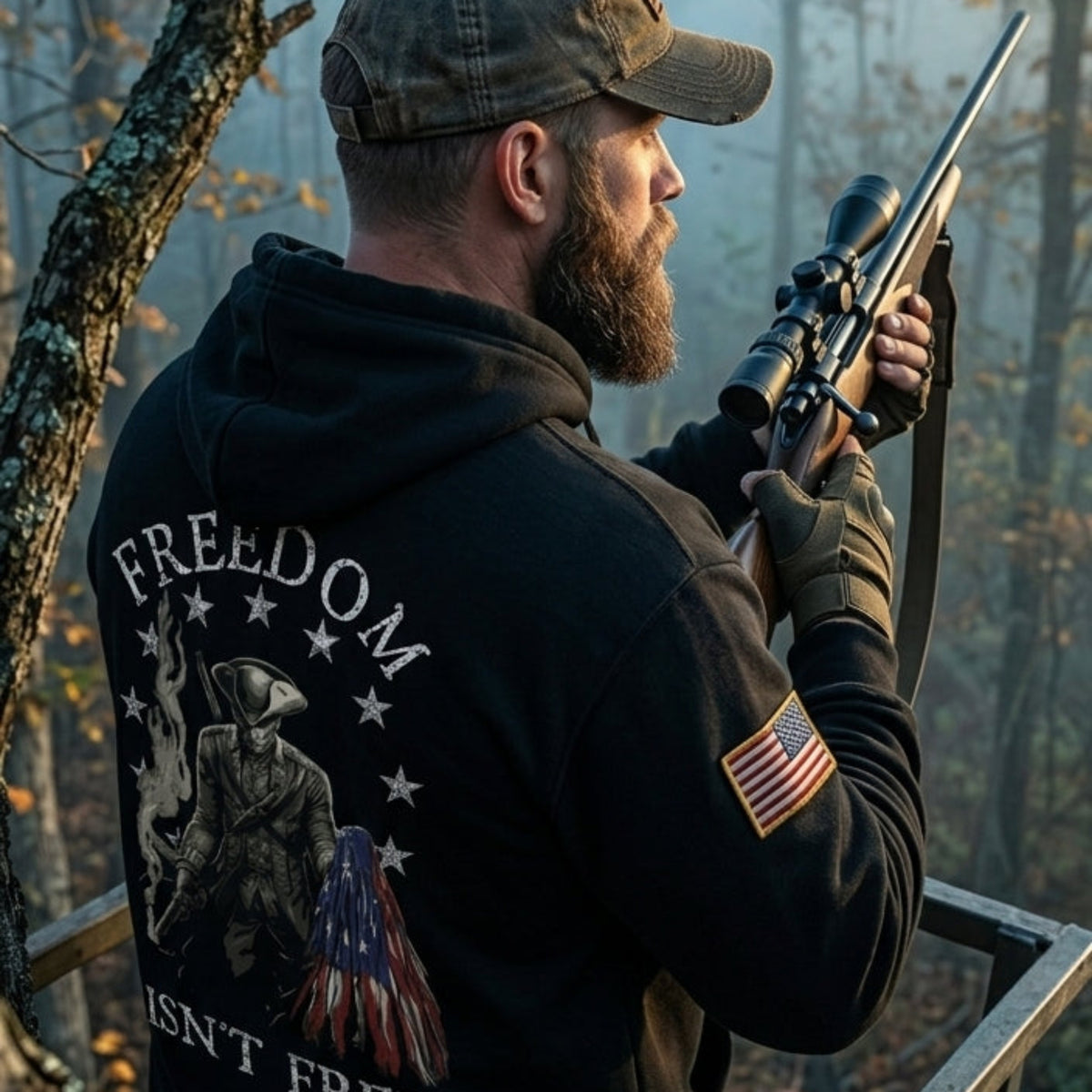 Freedom Isn't Free distressed graphic unisex hoodie - view 2 - Reborn XII