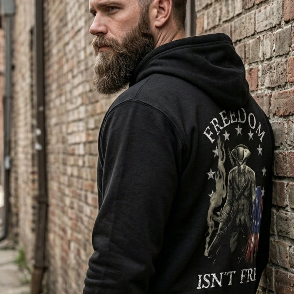 Freedom Isn't Free distressed graphic unisex hoodie - view 3 - Reborn XII