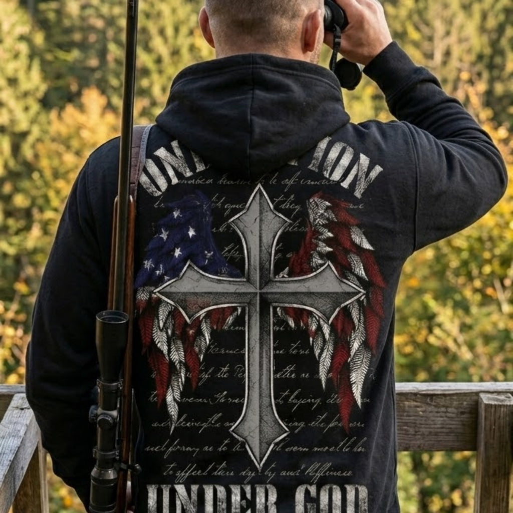One Nation Under God distressed graphic unisex hoodie - view 6 - Reborn XII