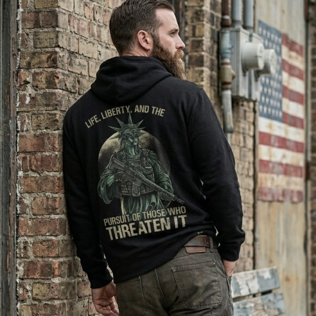 Tactical Liberty distressed graphic unisex hoodie - view 5 - Reborn XII