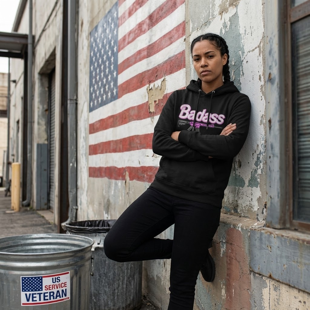 Badass Woman distressed graphic unisex hoodie - view 6 - Reborn XII