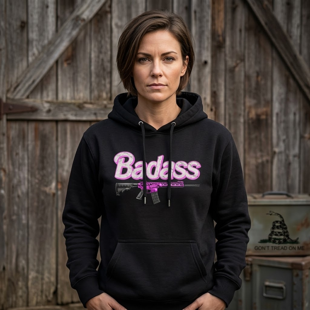 Badass Woman distressed graphic unisex hoodie - view 2 - Reborn XII