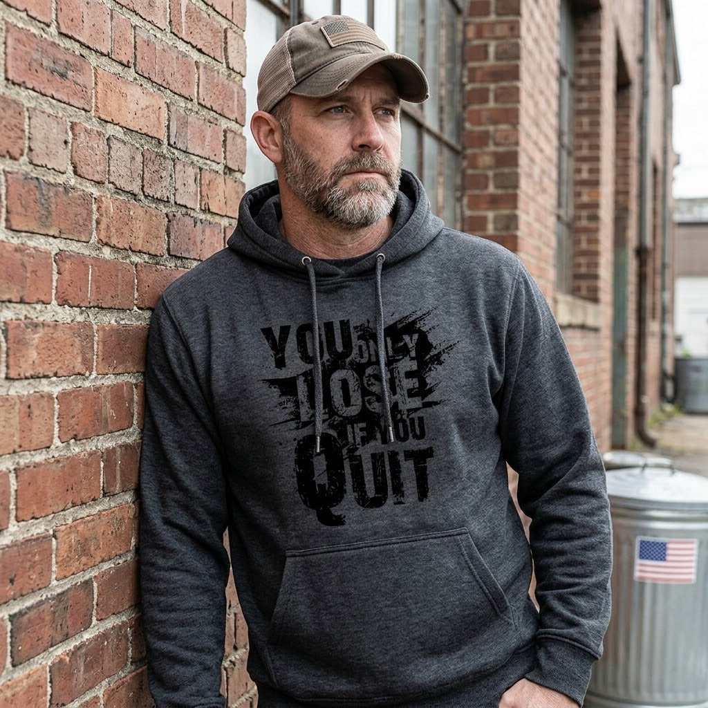 You Only Lose If You Quit distressed graphic unisex hoodie - view 2 - Reborn XII