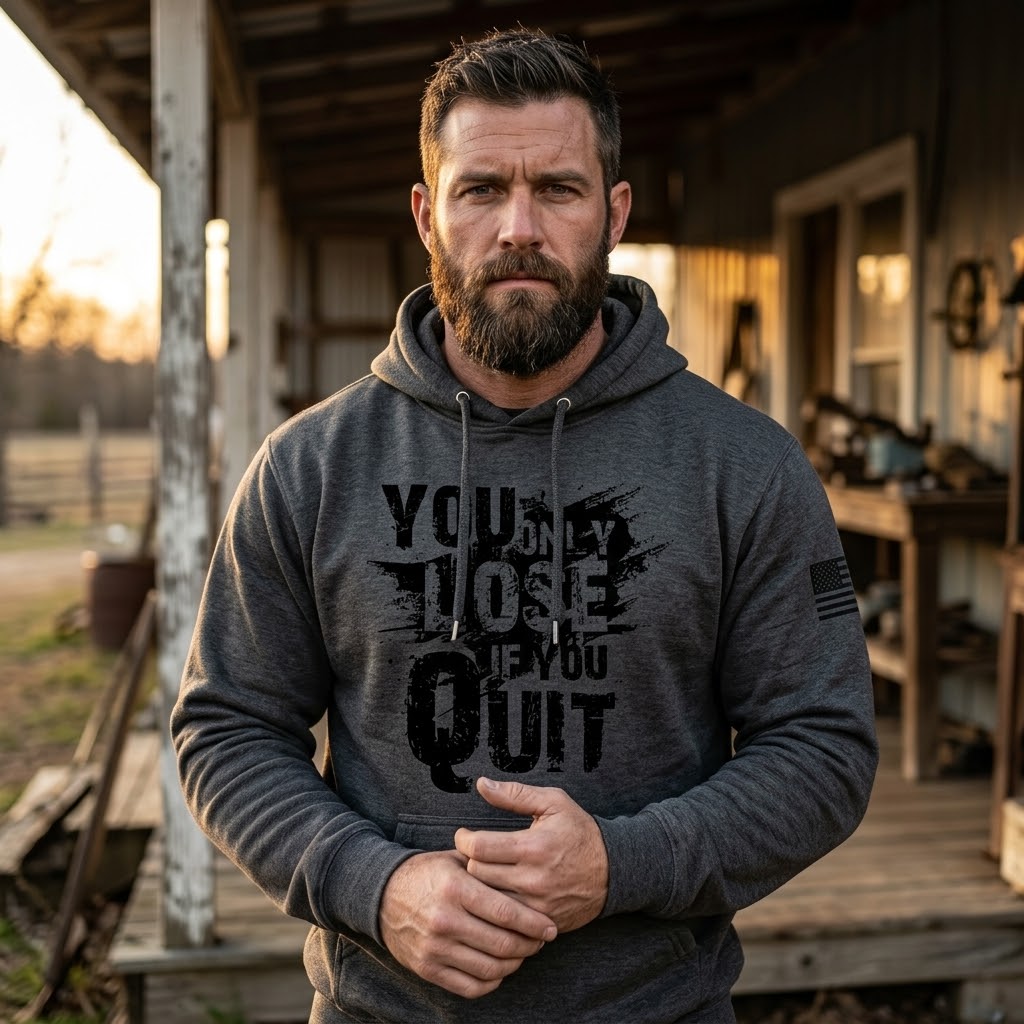 You Only Lose If You Quit distressed graphic unisex hoodie - view 3 - Reborn XII