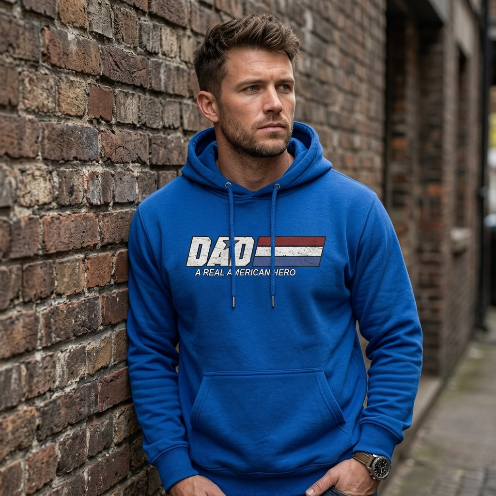 Dad - A Real American Hero distressed graphic unisex hoodie - view 4 - Reborn XII