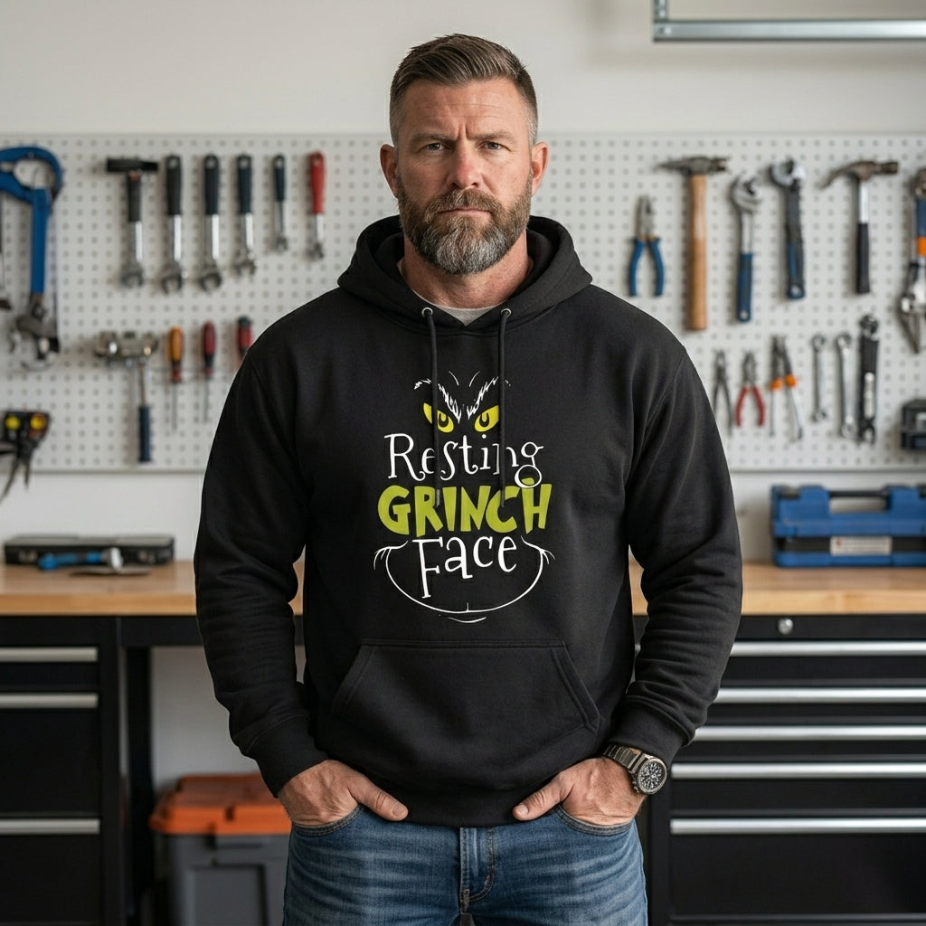 Resting Grinch Face distressed graphic unisex hoodie - view 5 - Reborn XII