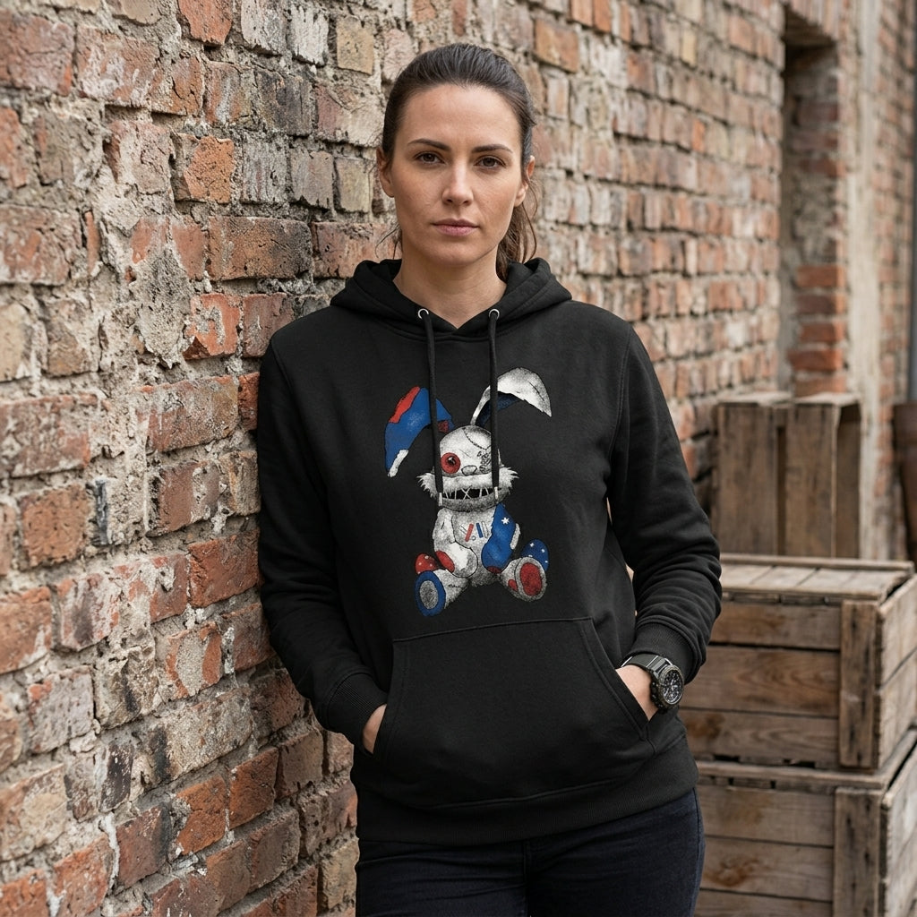 Stitched Bunny distressed graphic unisex hoodie - view 4 - Reborn XII