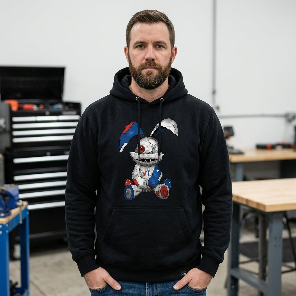 Stitched Bunny distressed graphic unisex hoodie - view 5 - Reborn XII