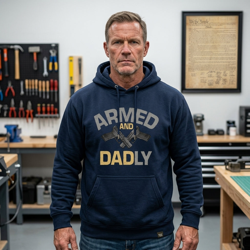 Armed And Dadly distressed graphic unisex hoodie - view 5 - Reborn XII