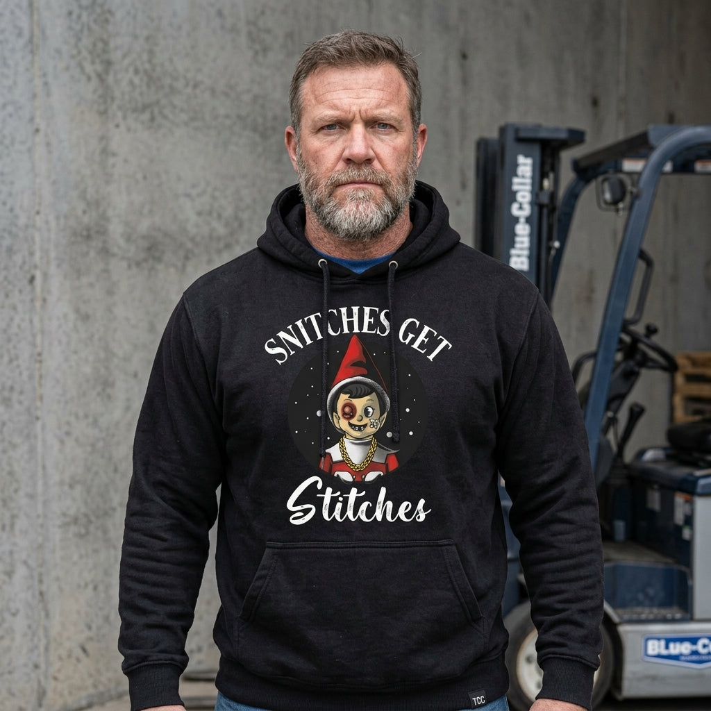 Snitches Get Stitches distressed graphic unisex hoodie - view 6 - Reborn XII