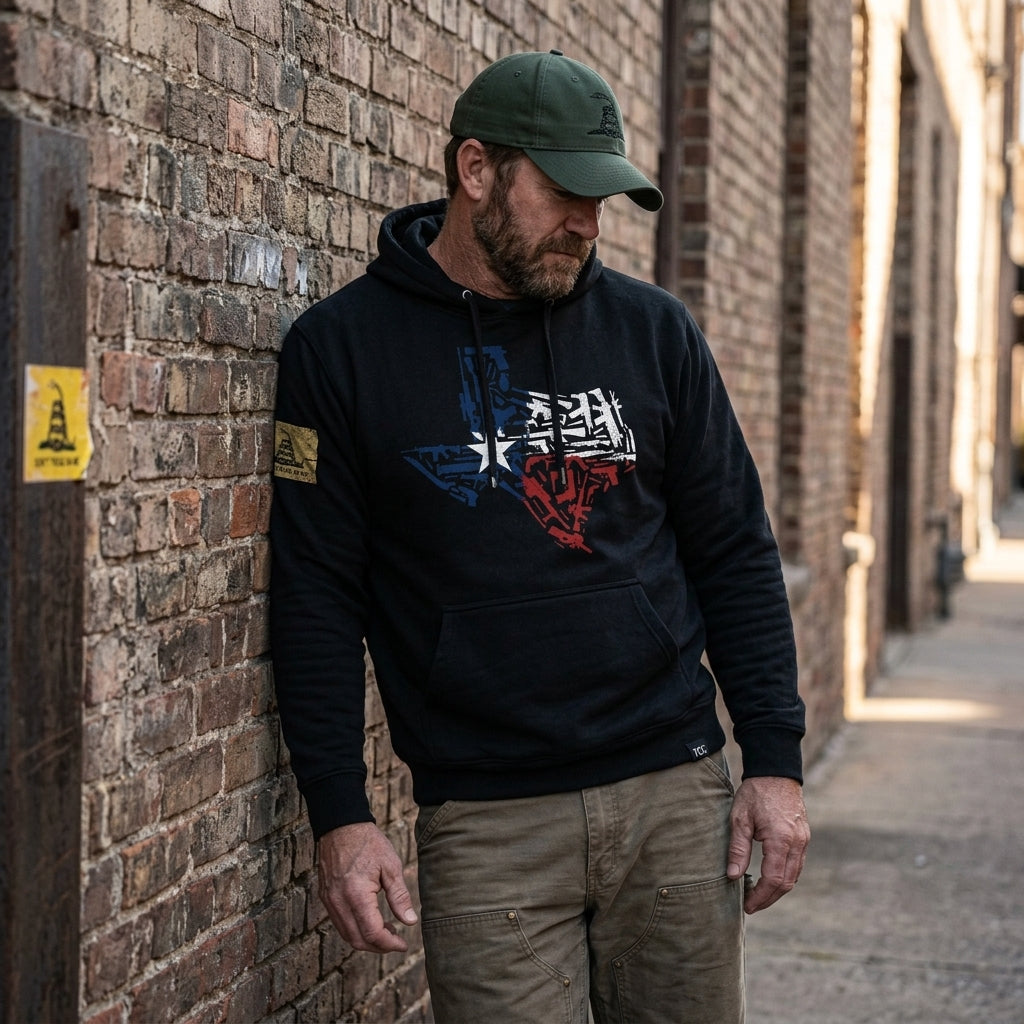 Texas Territory distressed graphic unisex hoodie - view 6 - Reborn XII