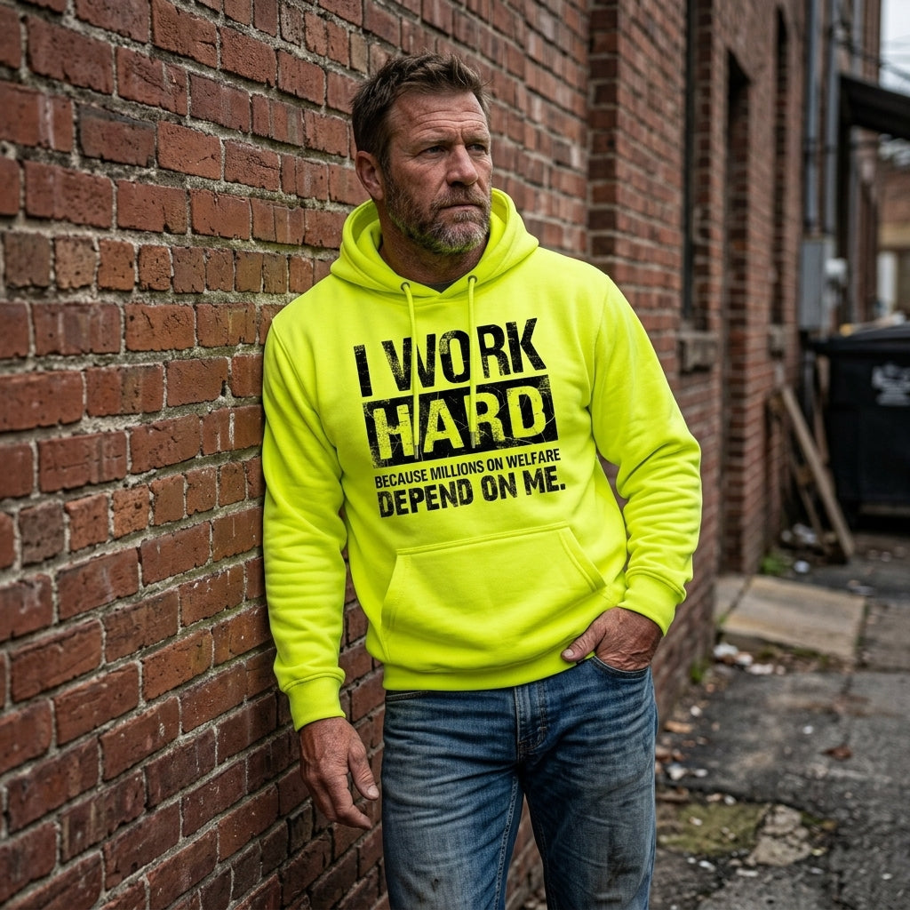 I Work Hard distressed graphic unisex hoodie - view 5 - Reborn XII