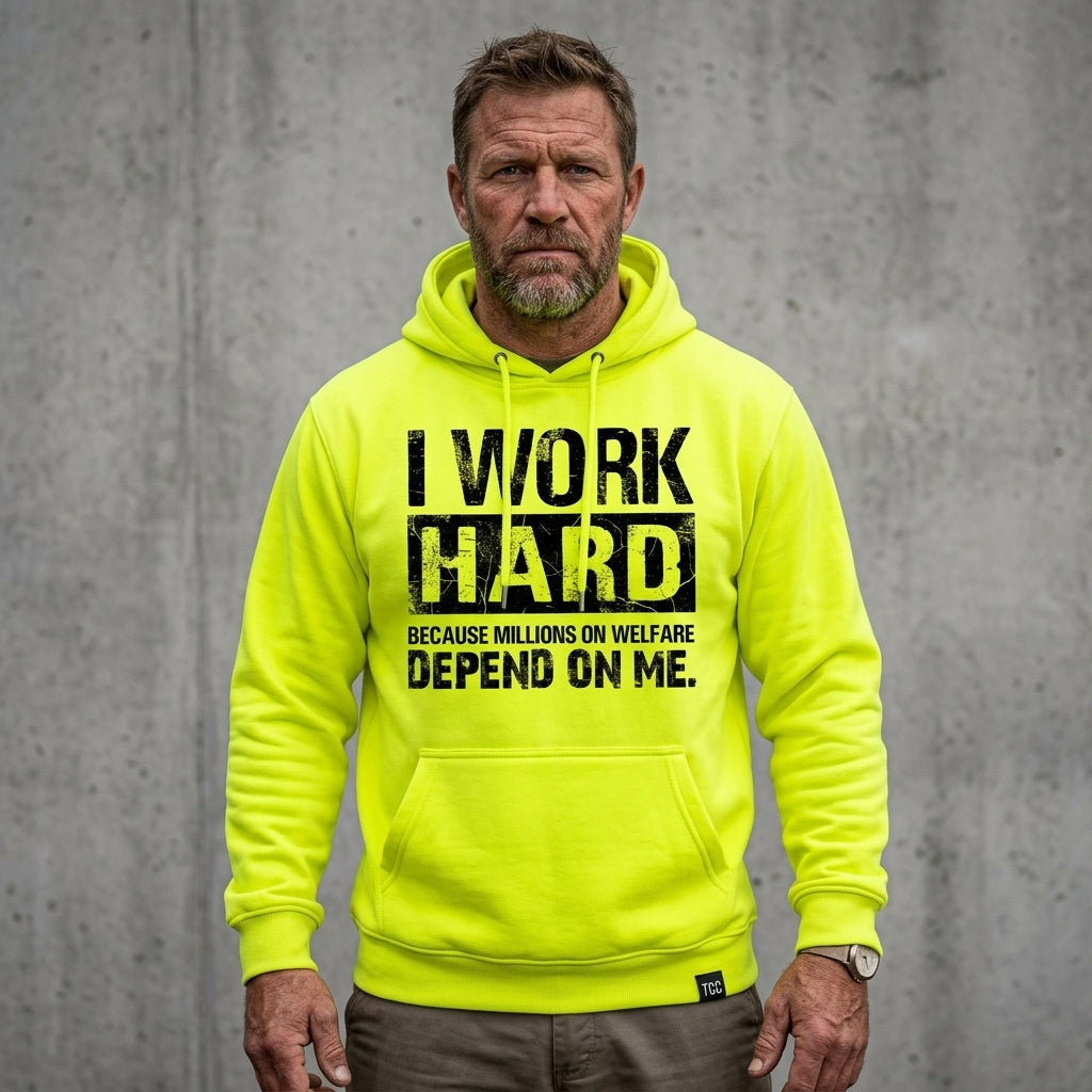 I Work Hard distressed graphic unisex hoodie - view 6 - Reborn XII