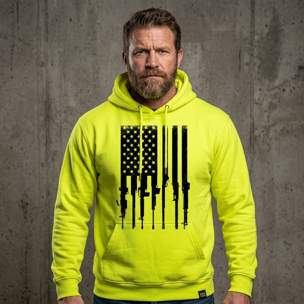 Flag With Gun Stripes distressed graphic unisex hoodie - view 7 - Reborn XII