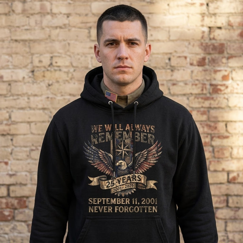 Never Forgotten 25 Years distressed graphic unisex hoodie - view 5 - Reborn XII