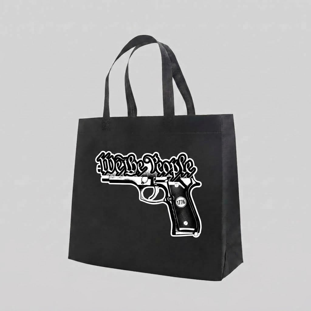 We The People Gun - Tote Bag — reusable tote bag with patriotic firearms graphic — Reborn XII