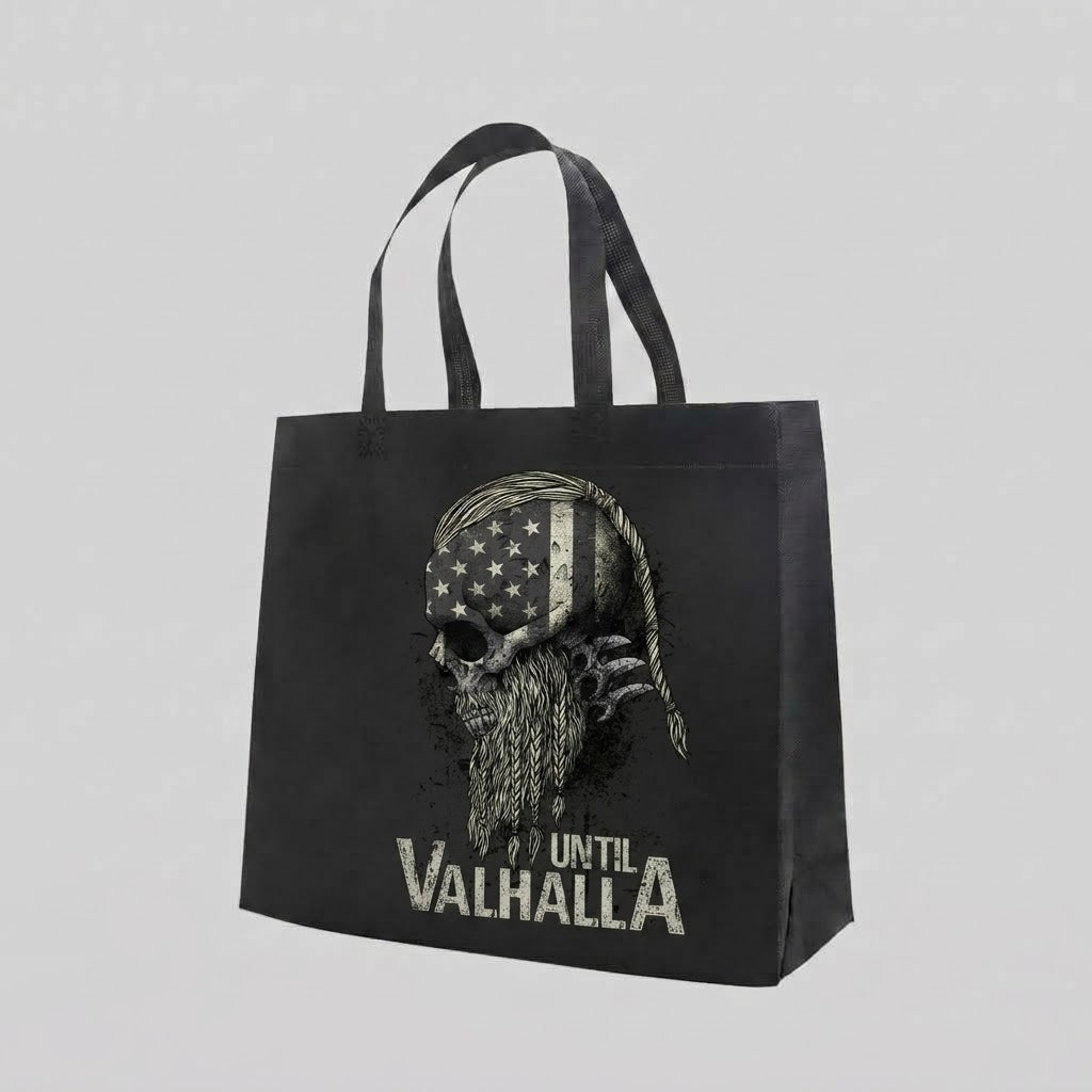 Until Valhalla - Tote Bag — reusable tote bag with Celtic and warrior graphic — Reborn XII