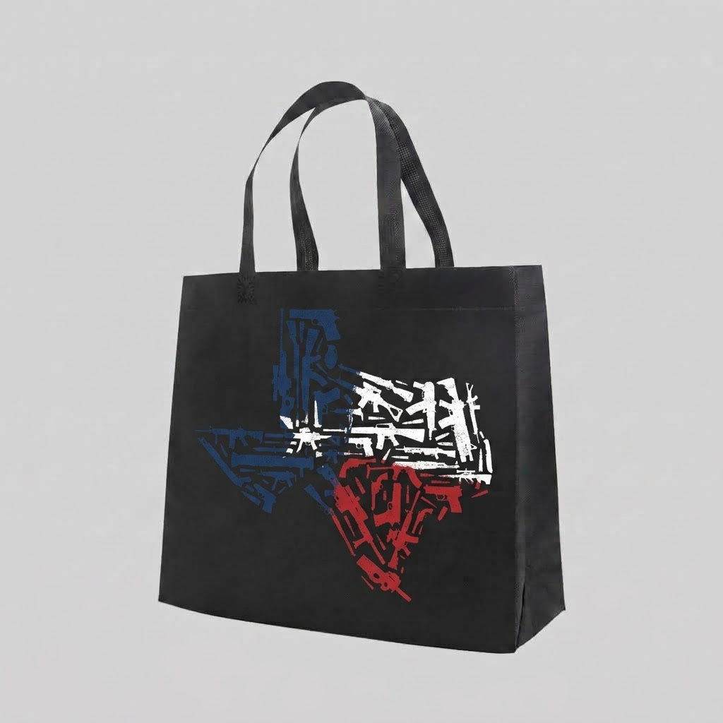 Texas Territory - Tote Bag — reusable tote bag with patriotic firearms graphic — Reborn XII