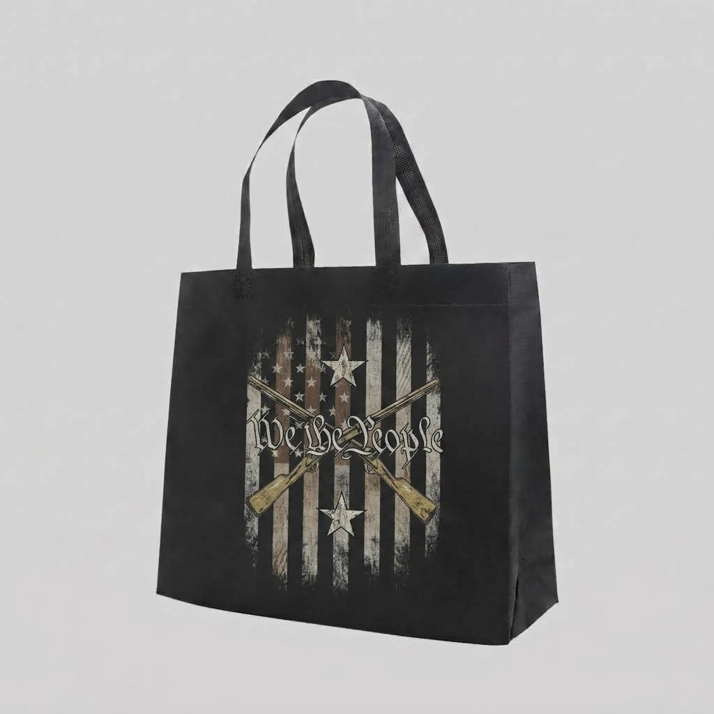 Liberty Rifles - Tote Bag — reusable tote bag with patriotic firearms graphic — Reborn XII