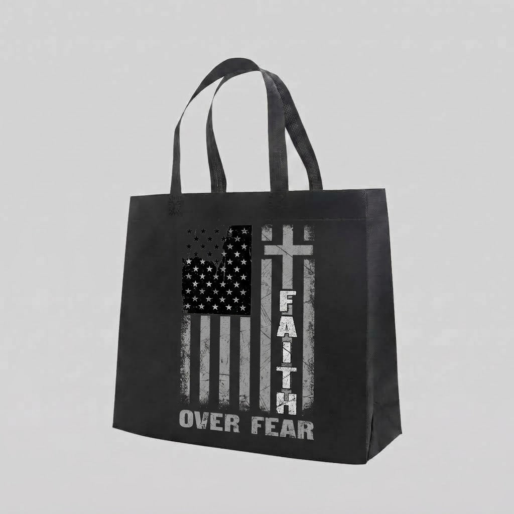 Cross Of Courage - Tote Bag — reusable tote bag with faith and cross graphic — Reborn XII