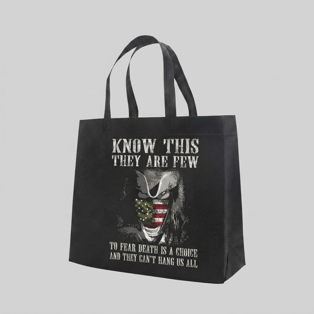 Can't Hang Us All - Tote Bag — reusable tote bag with patriotic firearms graphic — Reborn XII