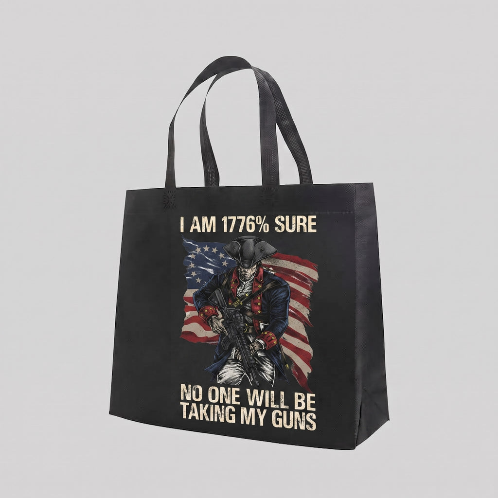 1776% Sure - Tote Bag — reusable tote bag with patriotic firearms graphic — Reborn XII