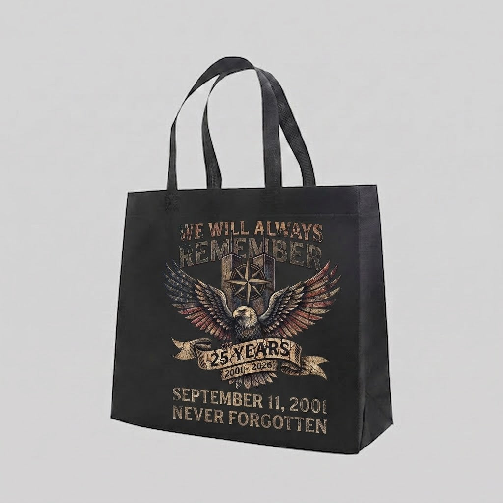 Never Forgotten 25 Years - Tote Bag — reusable tote bag with never forgotten 25 years graphic — Reborn XII