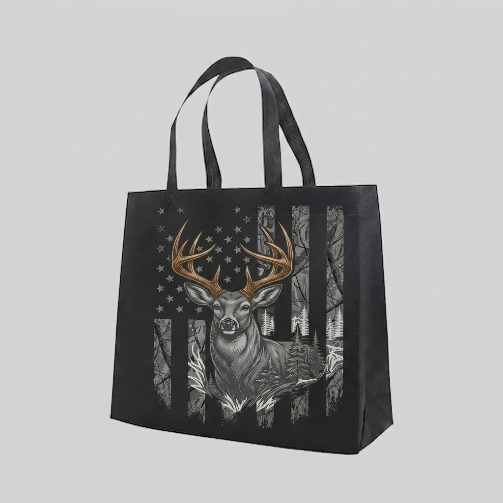 Patriotic Woodsman - Tote Bag — reusable tote bag with hunting and outdoors graphic — Reborn XII